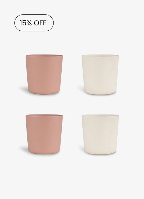 Eco Cups Set of 4 in Pink/ Cream